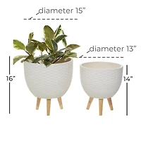 White Polystone Contemporary Planter Set