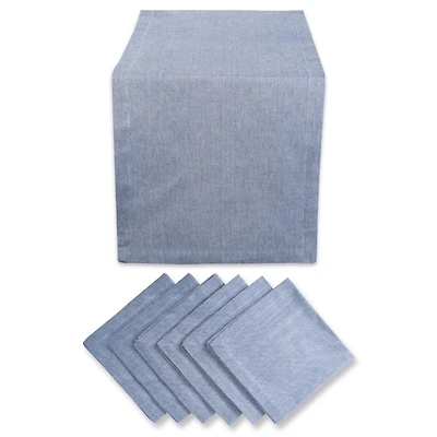 DII® Blue French Stripe Chambray Table Runner & Napkin Set