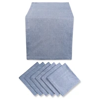 DII® Blue French Stripe Chambray Table Runner & Napkin Set