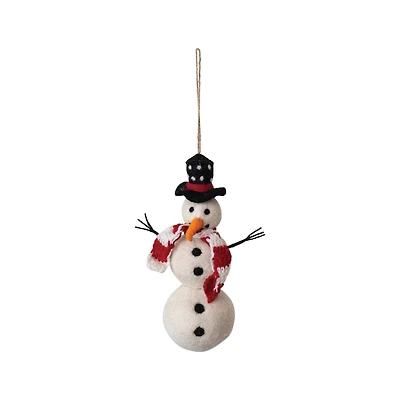 Hello Honey® 8" Handmade Wool Felt Snowman Ornament with Hat & Scarf