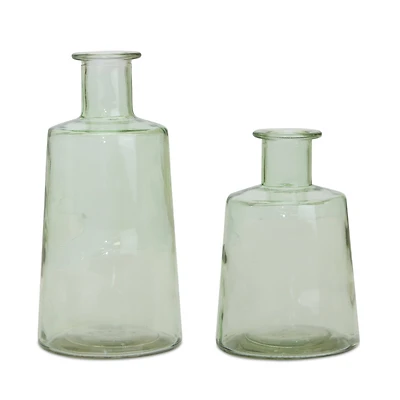 Sage Green Glass Bottle Vases Set