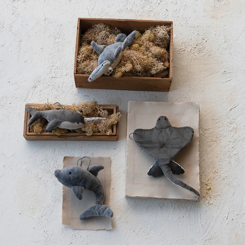 Hello Honey® 6" Gray Velvet Dolphin Ornament