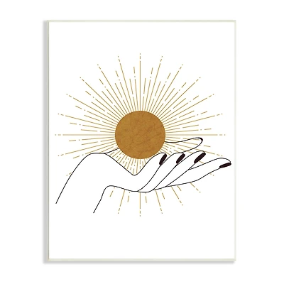 Stupell Industries Hand Holding Deco Inspired Sun with Rays Wall Plaque
