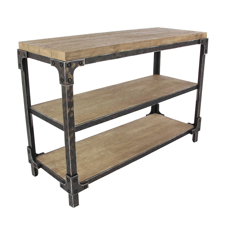 4ft. Brown Industrial Wood Console Table