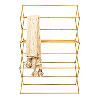 Household Essentials 60" Oversized Folding Bamboo Clothes Drying Rack with Flat Shelf