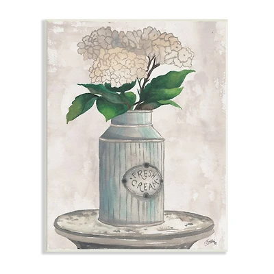 Stupell Industries White Hydrangea Flowers Fresh Cream Country Tin Painting Wall Plaque