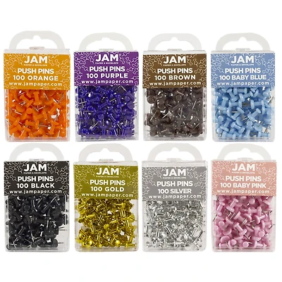 JAM Paper Premium Standard 8 Color Push Pin Set