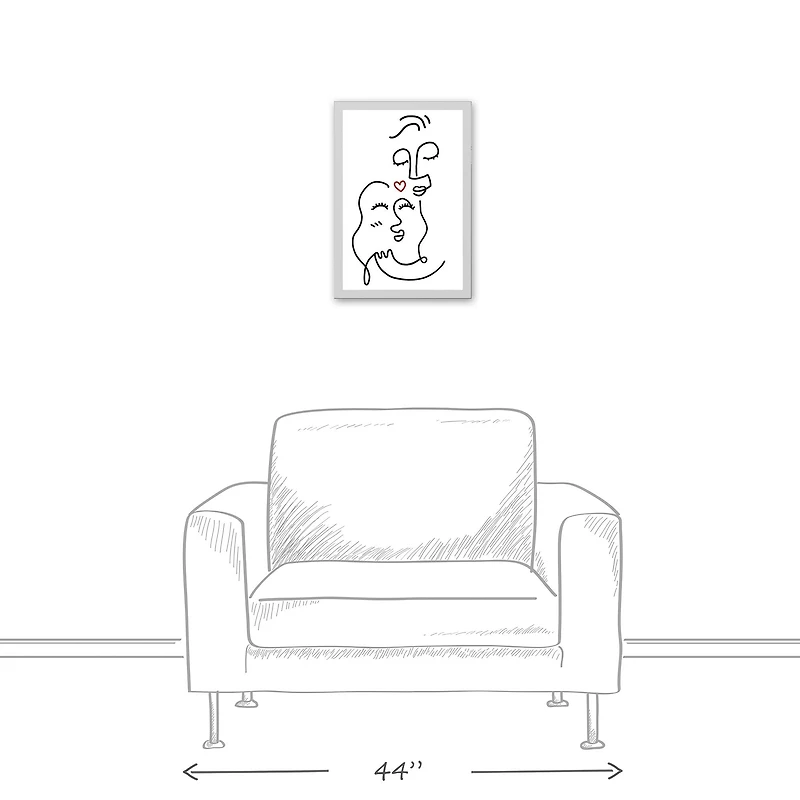 Drawn Love Faces White Framed Canvas