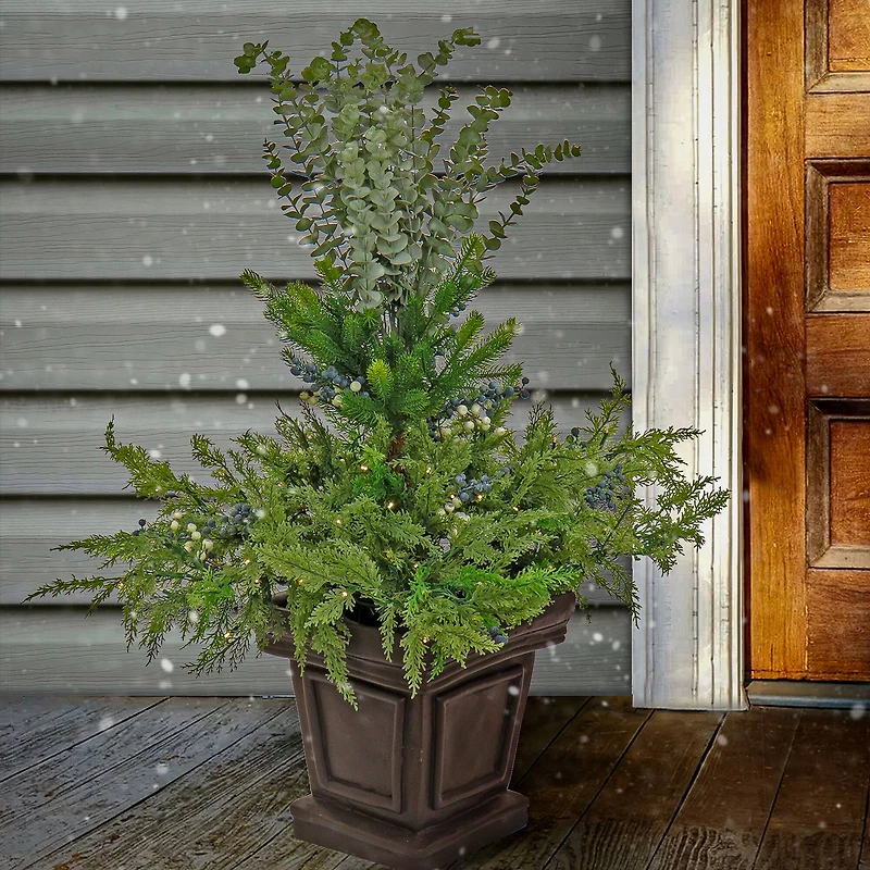 4ft. Green LED Evergreen & Eucalyptus Arrangement in Urn