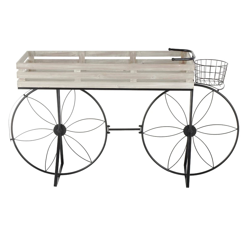 56" Cream Metal Floral Plantstand