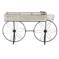 56" Cream Metal Floral Plantstand