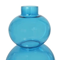 Blue Round Bubble Glass Vase Set