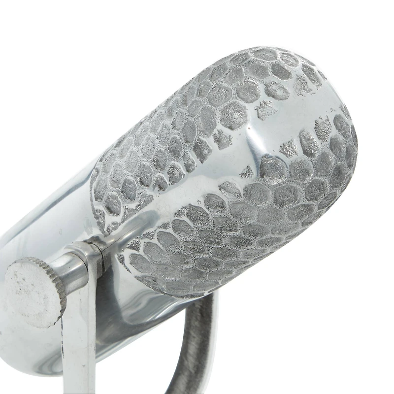 Silver Aluminum Traditional Sculpture, Microphone 9" x 9" x 6"