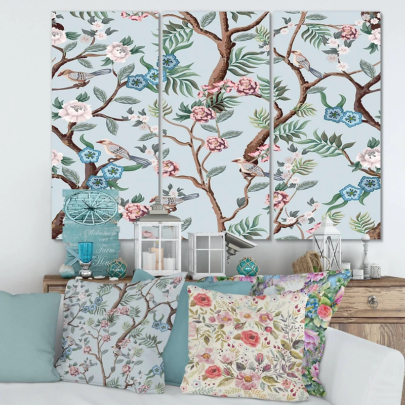 Designart - Chinoiserie With Birds and Peonies X