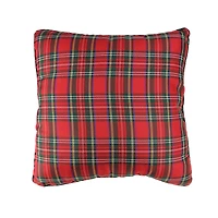 Red & Green Plaid Square Christmas Throw Pillow
