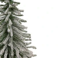 2ft. Unlit Flocked Downswept Mini Village Pine Artificial Christmas Tree in Burlap Base