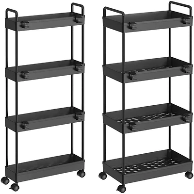 Black 4-Tier Slim Storage Cart Set