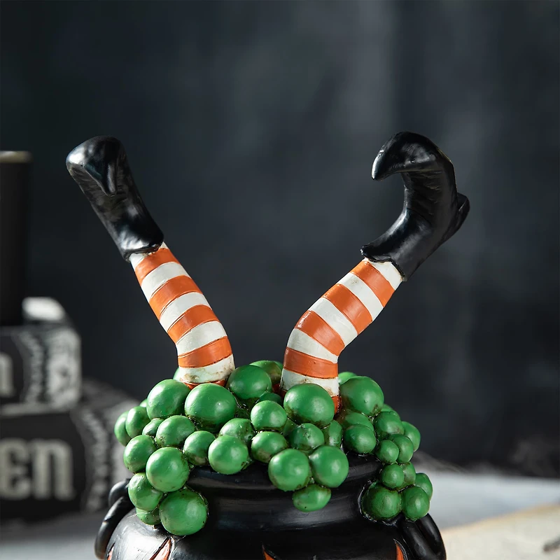 Glitzhome® 8.75" Halloween Witch in Cauldron Table Décor