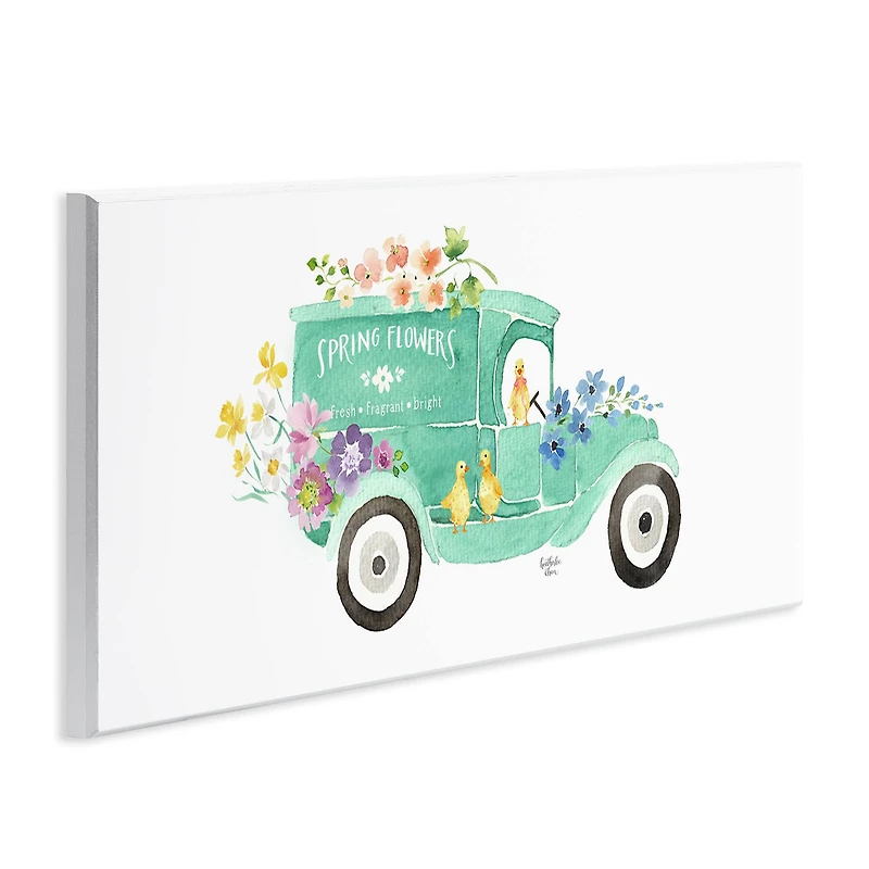 Stupell Industries Chicks Driving Spring Flowers Car Floral Blossoms Wall Plaque Art