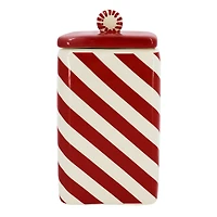 7.5" Red & White Candy Cane Ceramic Container by Ashland®