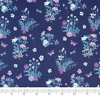 SINGER Floral Bouquets on Blue Cotton Fabric