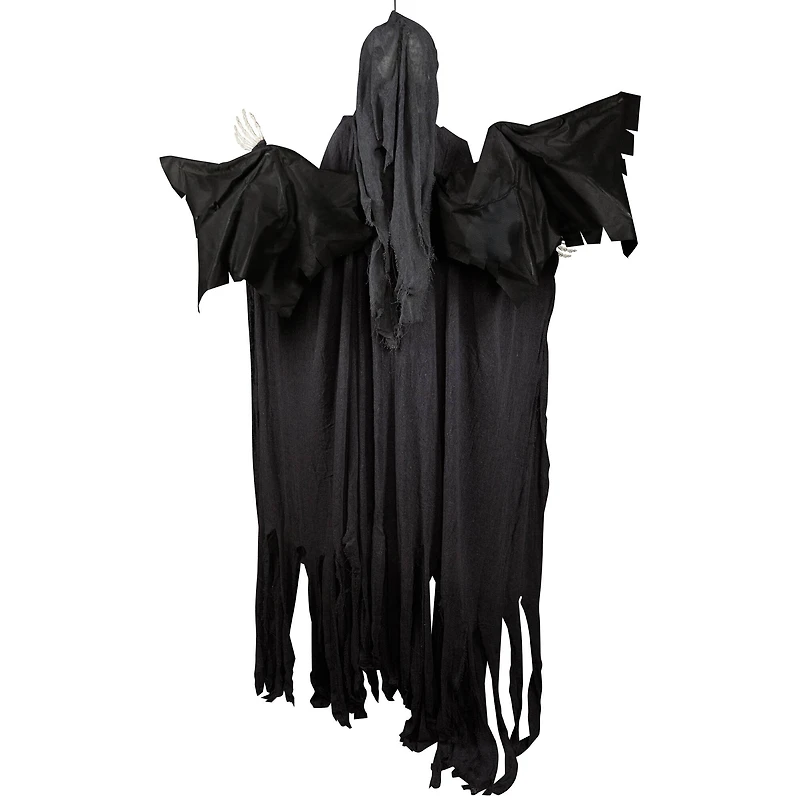 66" Pre-Lit Black & Red Sonic Skeletal Reaper with Wings Halloween Décor