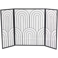 The Novogratz Black Metal Art Deco 3-Panel Fireplace Screen