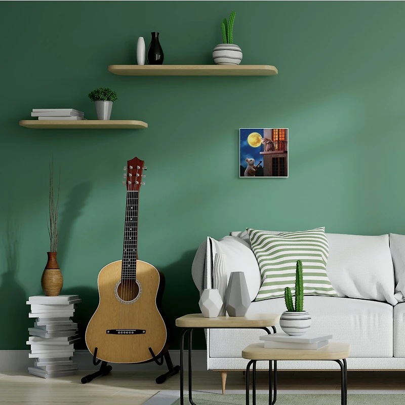 Stupell Industries Rabbit Serenading Bunny on Balcony Night Sky, 12" x 12"