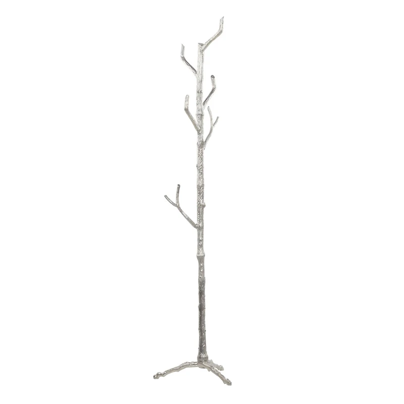 Silver Aluminum Eclectic Coat Rack, 71" x  17" x  17"