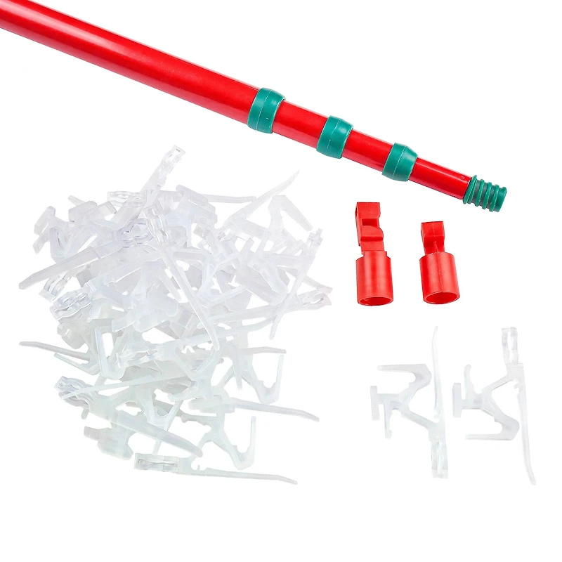 Set of 25 Ladderless Red and Green Light Hanging Kit 11ft