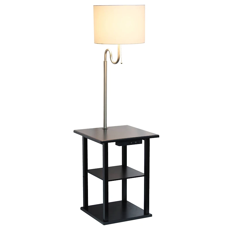 Simple Designs 57" 2 Tier Floor Lamp with USB & Outlet