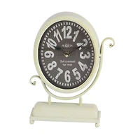 12" Black & White Metal Oval Clock Set