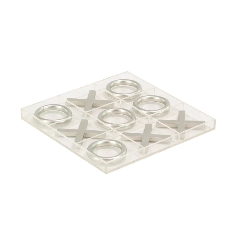 Silver Acrylic & Metal Glam Tic-Tac-Toe Game Set