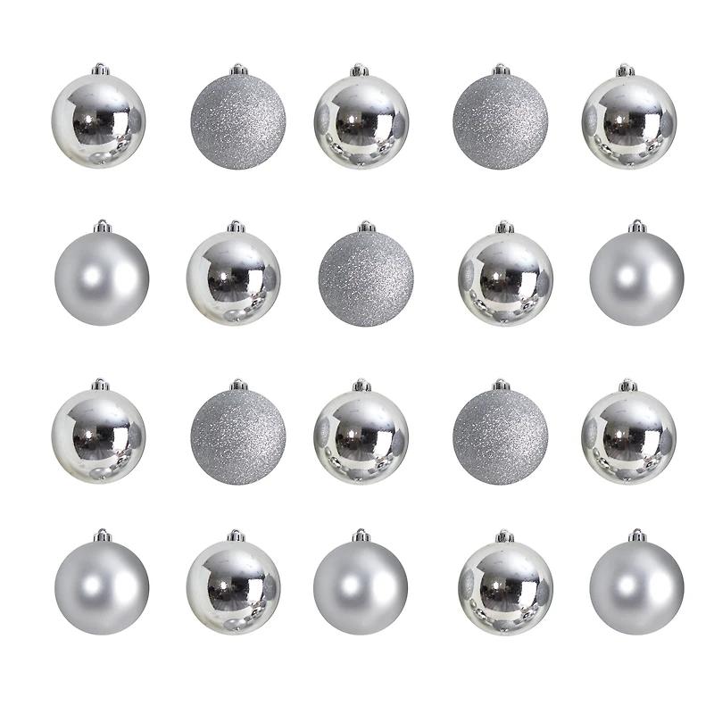 20ct. 3" Silver Shatterproof Christmas Ornaments