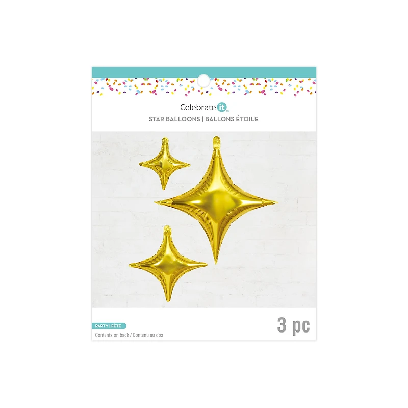 4-Pointed Star Foil Balloons Set by Celebrate It