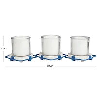 Metal Distressed 3-Linked Buoy Candle Holder with White Wood Accents