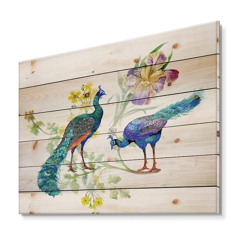 Designart - Peacocks and Iris Flowers