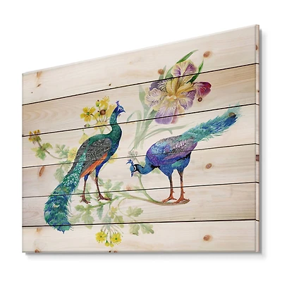 Designart - Peacocks and Iris Flowers