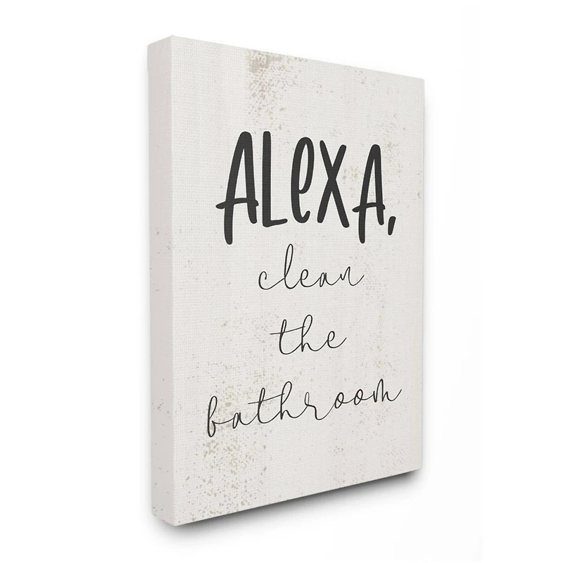 Stupell Industries Modern Day Clean the Bathroom Sign Technology Humor Canvas Wall Art