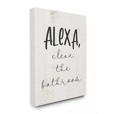 Stupell Industries Modern Day Clean the Bathroom Sign Technology Humor Canvas Wall Art