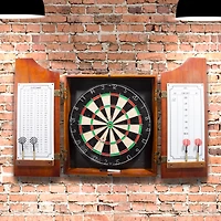 Toy Time Beveled Wood Pro Style Dart Cabinet Set