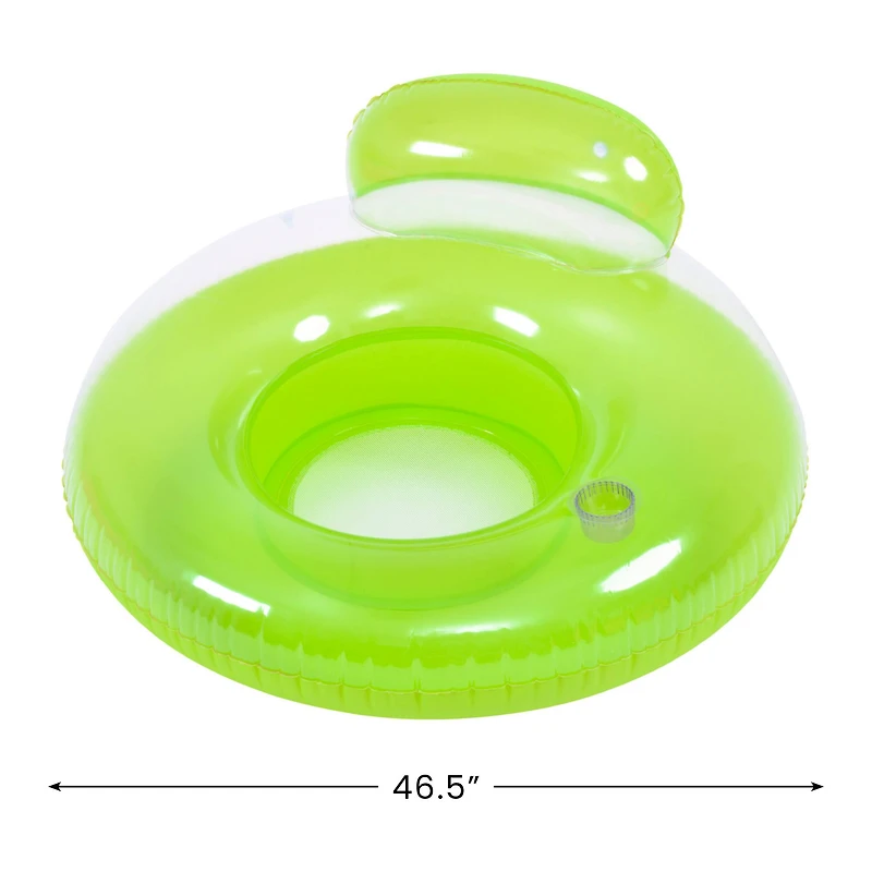 Pool Central 4ft. Green Inflatable Inner Tube Swimming Pool Float with Backrest