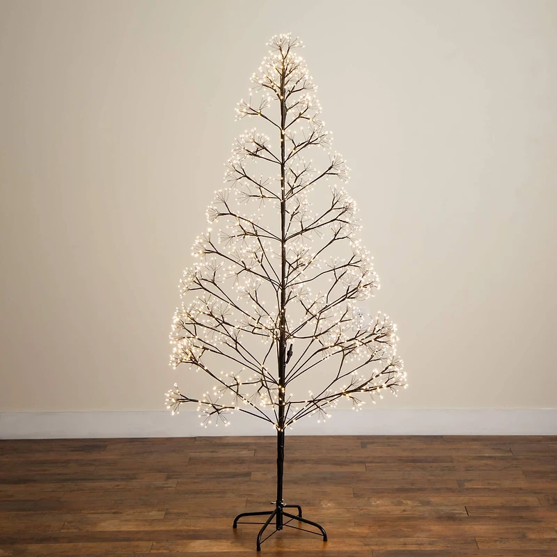 6ft. Pre-Lit Artificial Halloween Black Starburst Tree with 1680 Fairy Warm White LED Lights