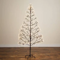 6ft. Pre-Lit Artificial Halloween Black Starburst Tree with 1680 Fairy Warm White LED Lights