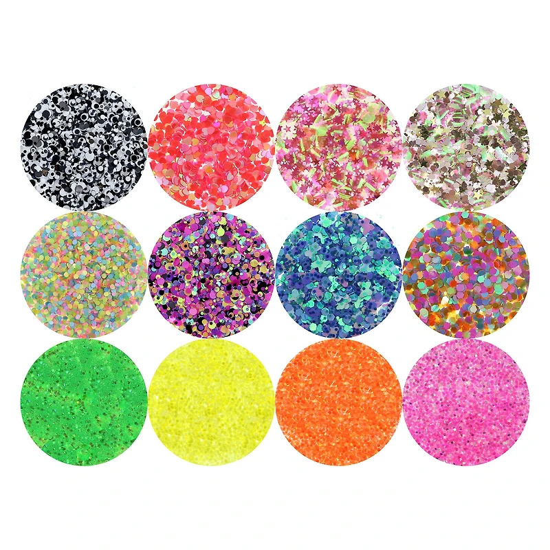 Black Light Reactive Mixed Glitter Shapes Pack by Creatology™