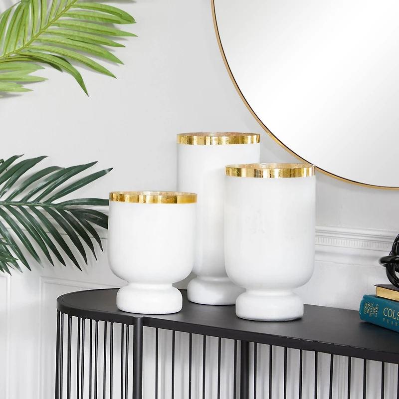 White Glam Candle Holder Set
