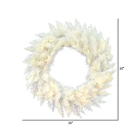 30" Warm White LED Sparkle White Spruce Wreath