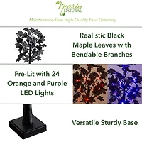 2ft. Pre-Lit Artificial Halloween Black Maple Tree with 24 Orange & Purple LED Lights
