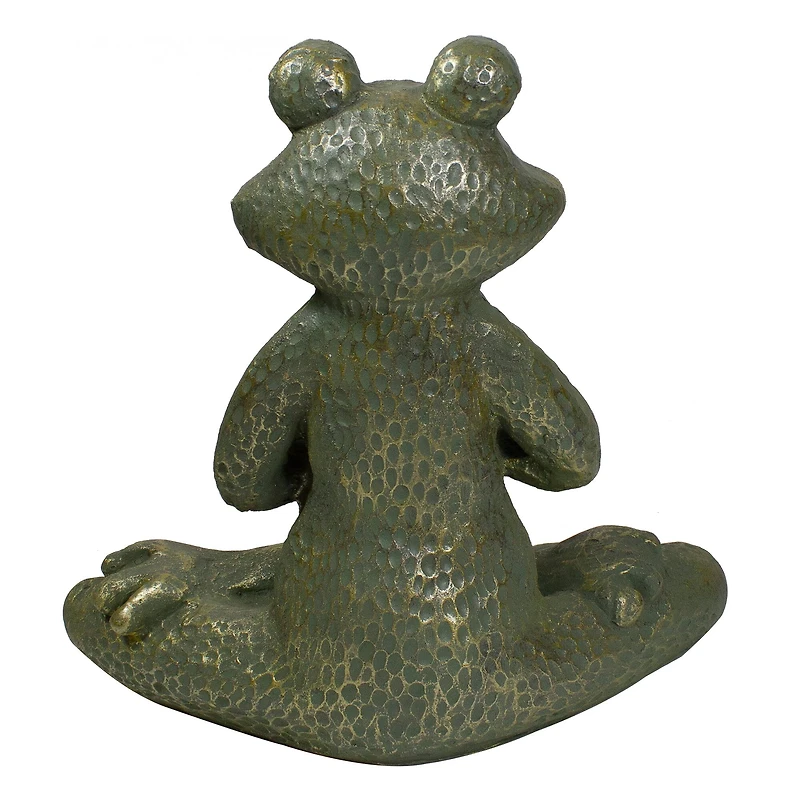 14" Gold Verdigris Yoga Frog Outdoor Garden Statue
