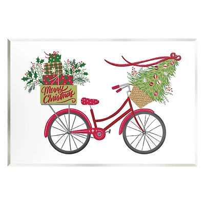 Stupell Industries Merry Christmas Seasonal Bicycle Wall Plaque Art